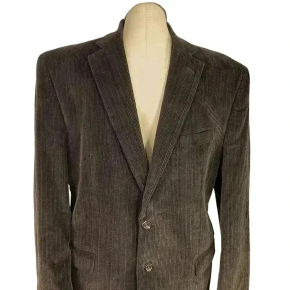 Chaps Blazer Sport Coat Men 42R Brown Corduroy 2 Button Classic Jacket Vented - Picture 2 of 12
